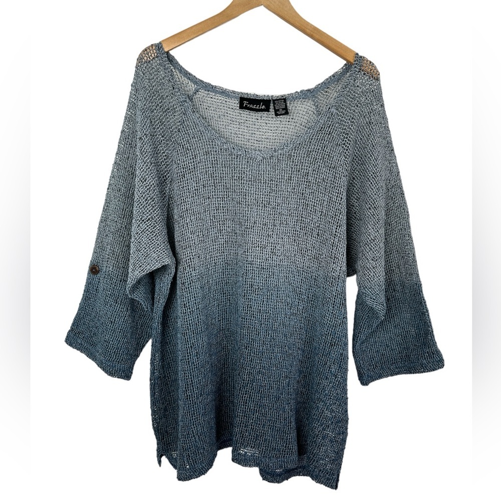 Frazzle Ombre Mesh Loose Open Knit Pullover Mesh Tunic Top Coverup